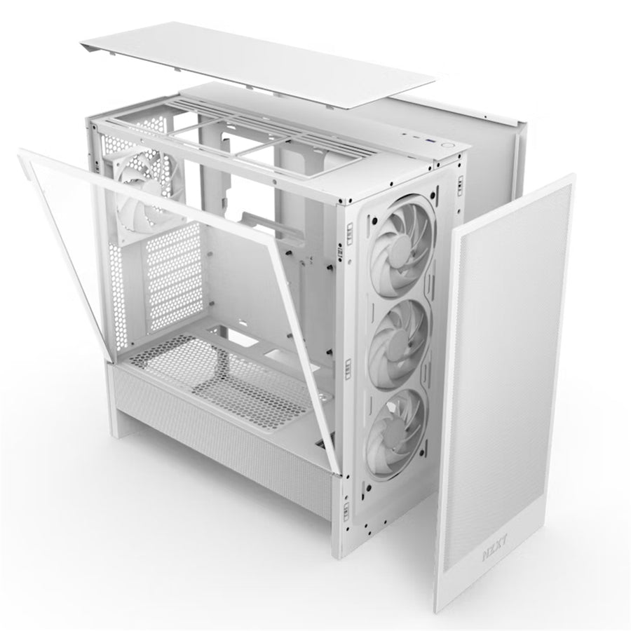 NZXT H5 Flow Tempered Glass ATX Mid Tower Gaming Case - White RGB 2024 Edition