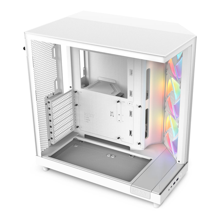 NZXT H6 Flow RGB Dual Chamber Tempered Glass ATX Mid Tower Gaming Case - White