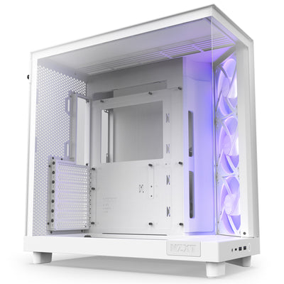 NZXT H6 Flow RGB Dual Chamber Tempered Glass ATX Mid Tower Gaming Case - White