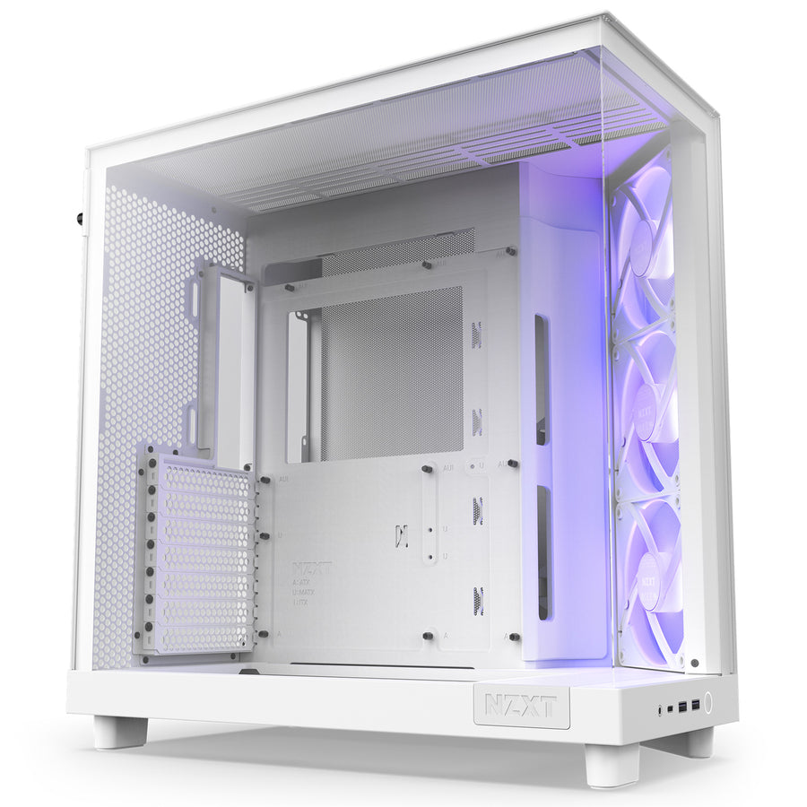 NZXT H6 Flow RGB Dual Chamber Tempered Glass ATX Mid Tower Gaming Case - White