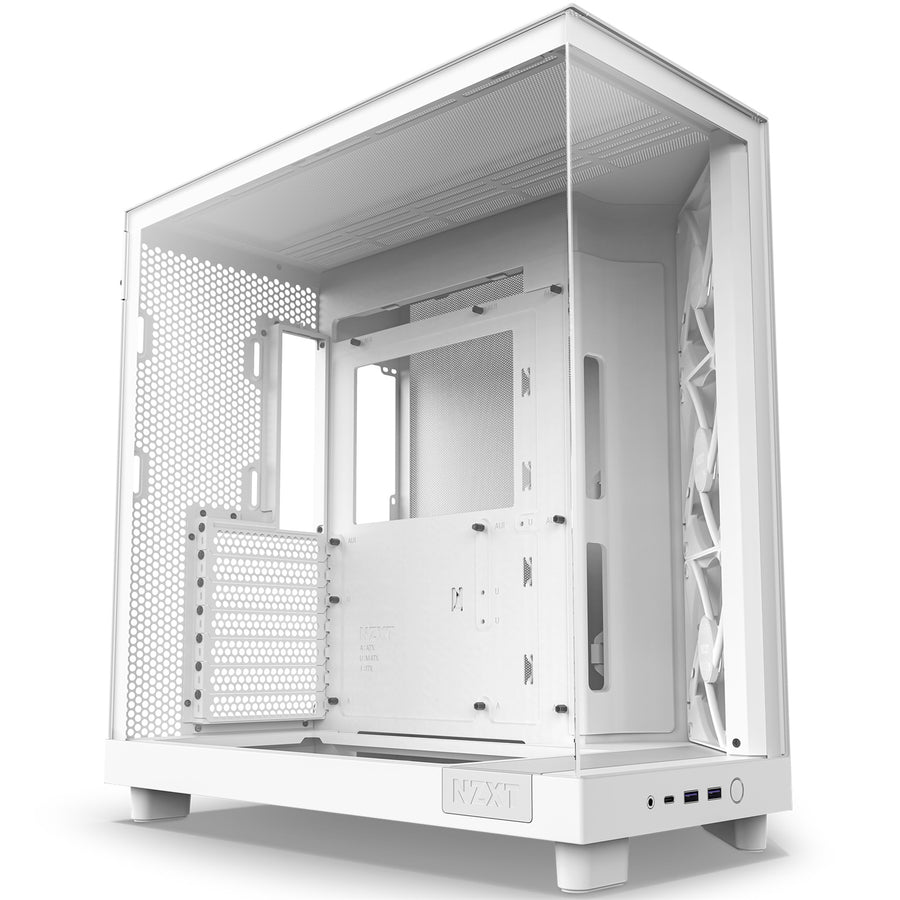 NZXT H6 Flow RGB Dual Chamber Tempered Glass ATX Mid Tower Gaming Case - White