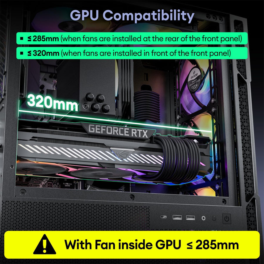 OKINOS Cypress 3 ARGB  Tempered Glass mATX Mini Tower Gaming Case - Black Edition