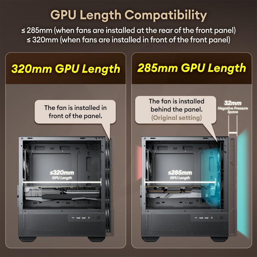 OKINOS Cypress 3  Tempered Glass mATX Mini Tower Gaming Case - Wood Edition