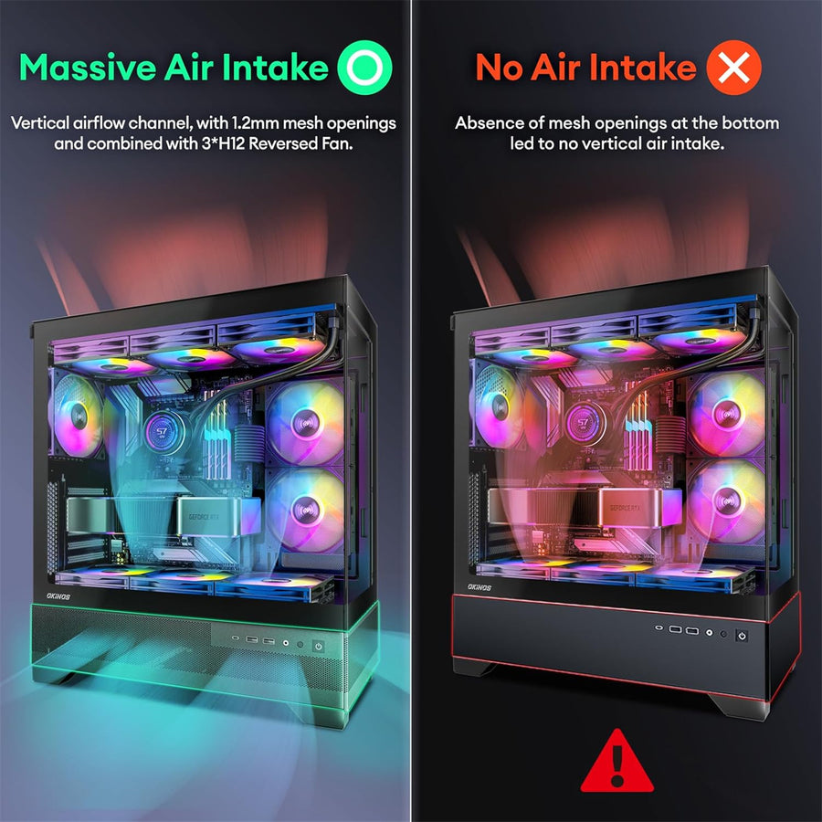 OKINOS Aqua 7 ARGB  Tempered Glass ATX Mid Tower Gaming Case - Black