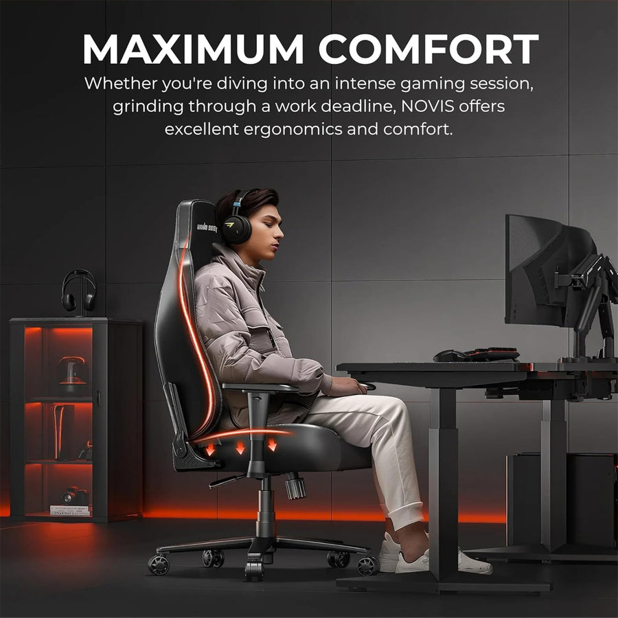 Andaseat Novis Pro XL Gaming Chair - Pink - Premium PVC Leather - Magnetic Neck Headrest Pillow -4D Armrest