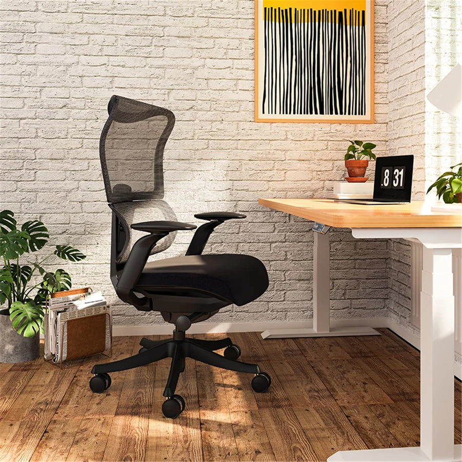 FlexiSpot BS8 Pro Premium Ergonomic WFO & WFH Office Chair - Mesh Backrest & Comfy Cushion Seat, 3D Rotating Armrest, Max Load 150kg