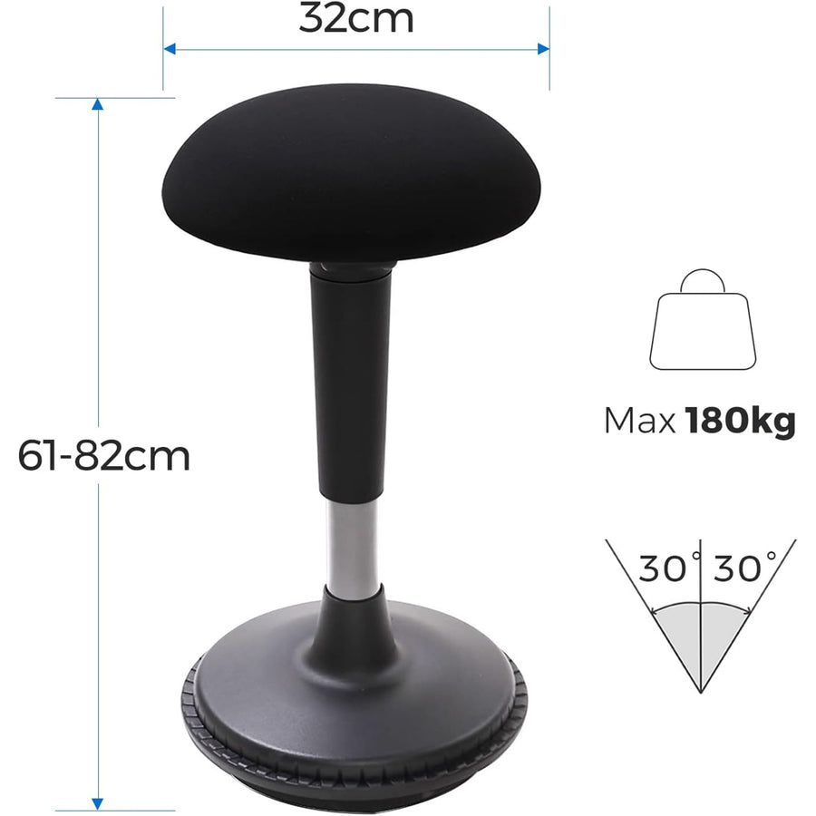 FlexiSpot Wobble Standing Stool Chair - Black - Height Adjustable 61-82cm - For Flexispot Loctek Standing Desk