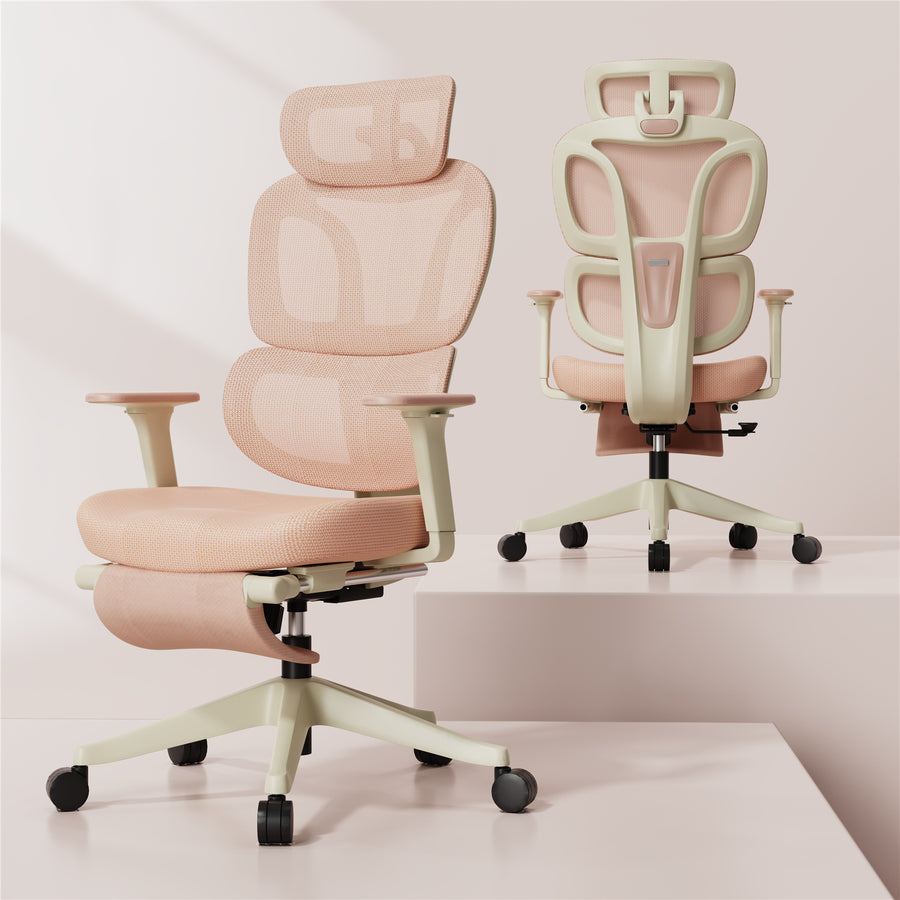 FlexiSpot BS5 Pro Pink Ergonomics Office Chair With Footrest with Cloud-like Cushion
