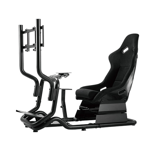 KONIC Gaming Stealth Racing Simulator Cockpit Seat with Screen Mount and Shifter Mount - Adjustable Steering Wheel and Pedal Mount