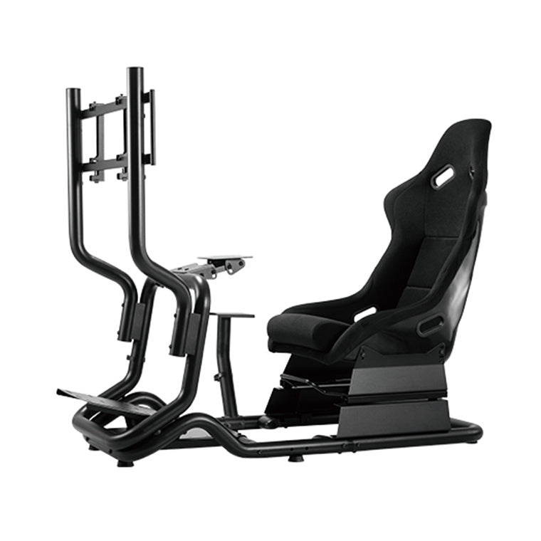 KONIC Gaming Stealth Racing Simulator Cockpit Seat with Screen Mount and Shifter Mount - Adjustable Steering Wheel and Pedal Mount