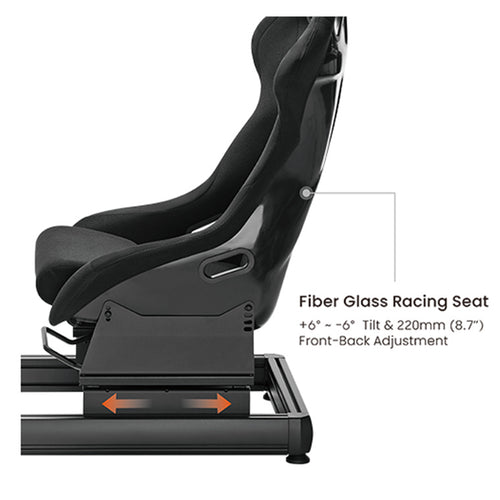 KONIC Gaming Stealth Racing Simulator Cockpit Seat with Screen Mount and Shifter Mount - Adjustable Steering Wheel and Pedal Mount