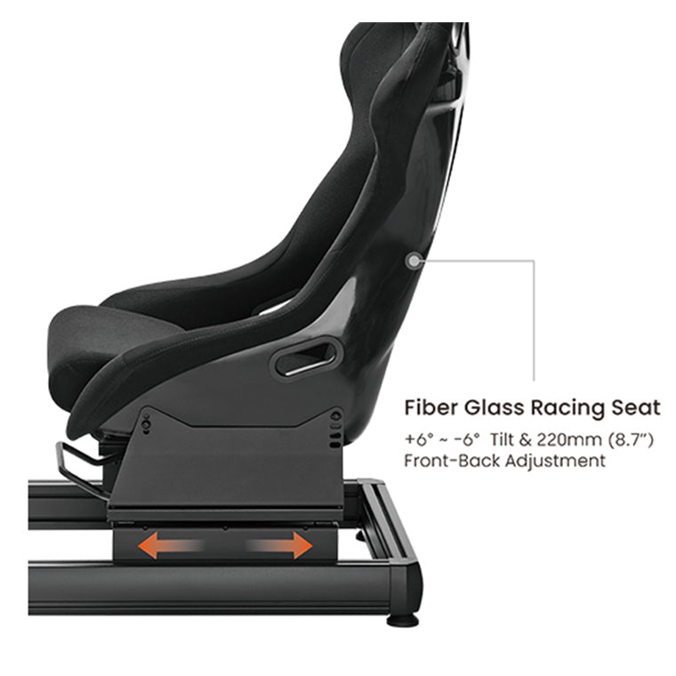 KONIC Gaming Stealth Racing Simulator Cockpit Seat with Screen Mount and Shifter Mount - Adjustable Steering Wheel and Pedal Mount