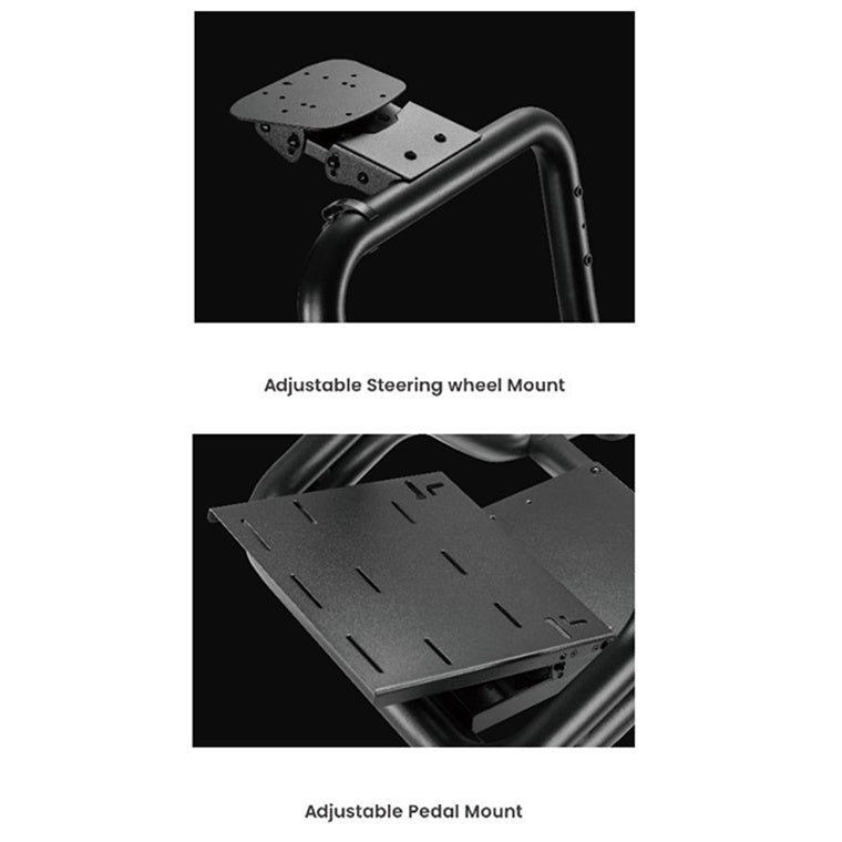 KONIC Gaming Stealth Racing Simulator Cockpit Seat with Screen Mount and Shifter Mount - Adjustable Steering Wheel and Pedal Mount