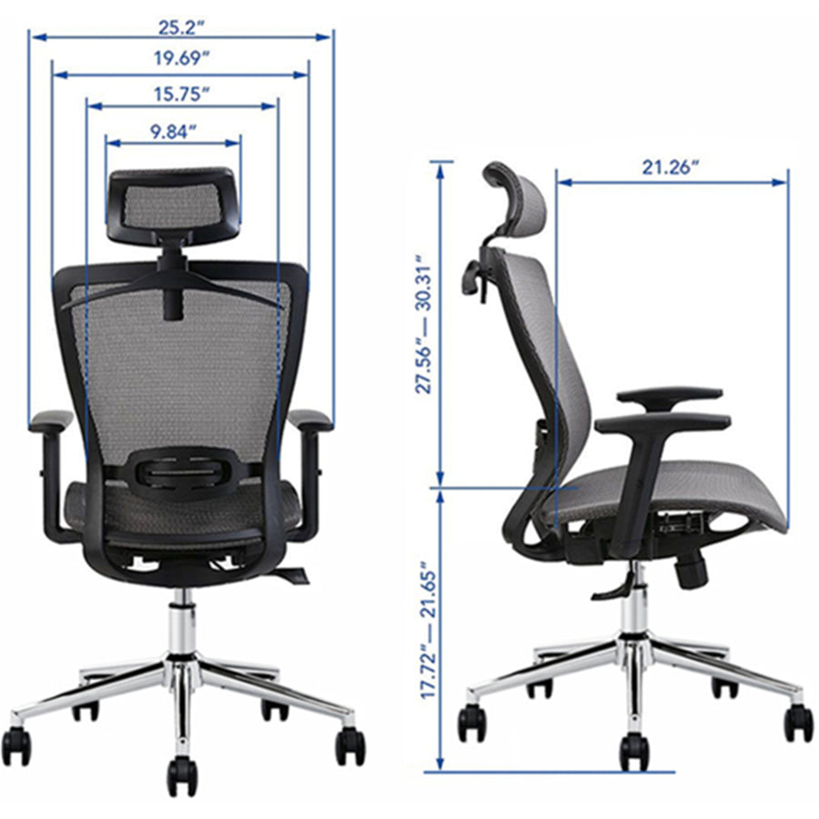 Loctek YZ101 Ergonomic Office Mesh Chair With Backrest and Armrest - Adjustable lifting headrest with Cloth hanger - Passed AS/NZS 4438:1997 NZ Standard For Height adjustable chairs