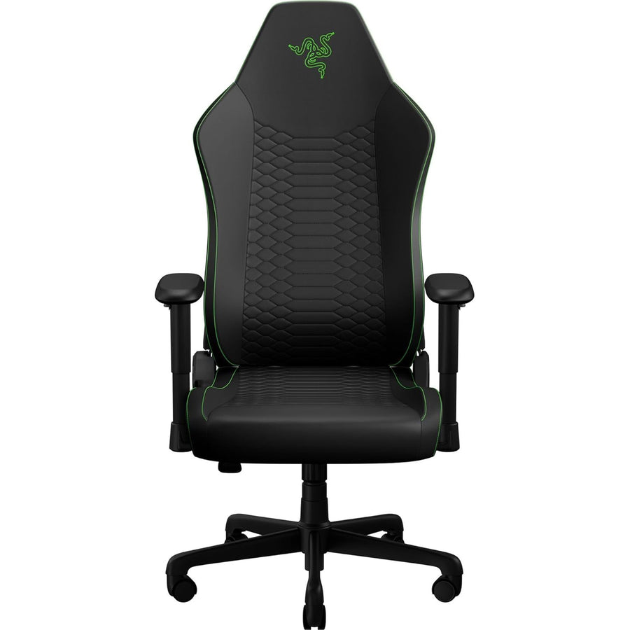 Razer Iskur v2 X NewGen Essential Gaming Chair - Black Green - CoolTouch EPU Leather - Build in Lumbar Support - High Density Cold-Cured Foam Cushion - 2D Armrests