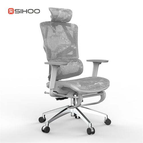 Sihoo M90B-401 Ergonomic Office Chair With Footrest - Grey - 3D Armrests