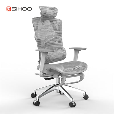 Sihoo M90B-401 Ergonomic Office Chair With Footrest - Grey - 3D Armrests