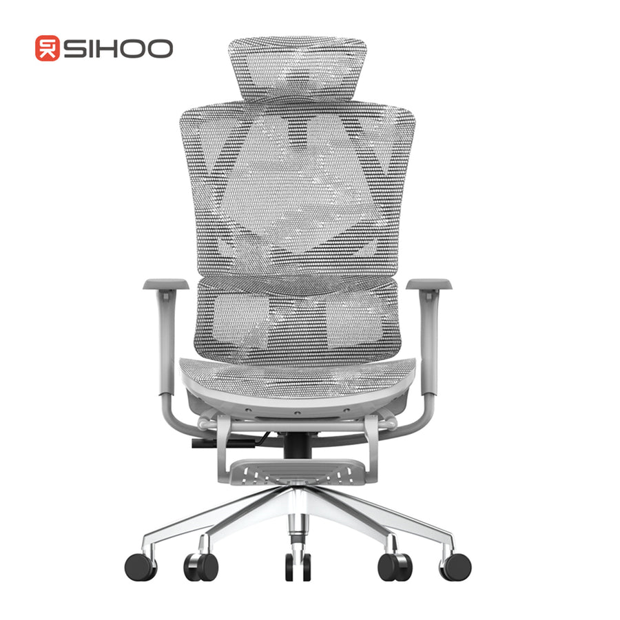 Sihoo M90B-401 Ergonomic Office Chair With Footrest - Grey - 3D Armrests