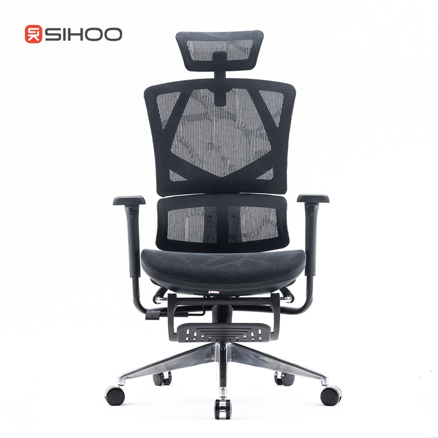 Sihoo M90B-401 Ergonomic Office Chair With Footrest - Black- 3D Armrests