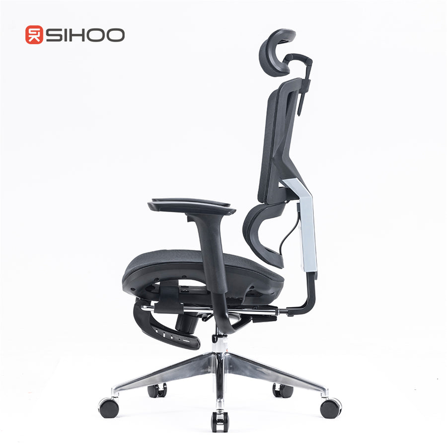 Sihoo M90B-401 Ergonomic Office Chair With Footrest - Black- 3D Armrests