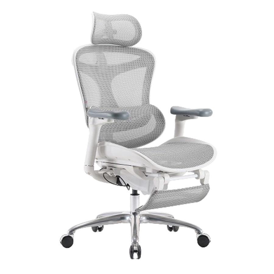 Sihoo Dora C100 White Pro Ergonomic Office Chair With Footrest - 4D Armrest