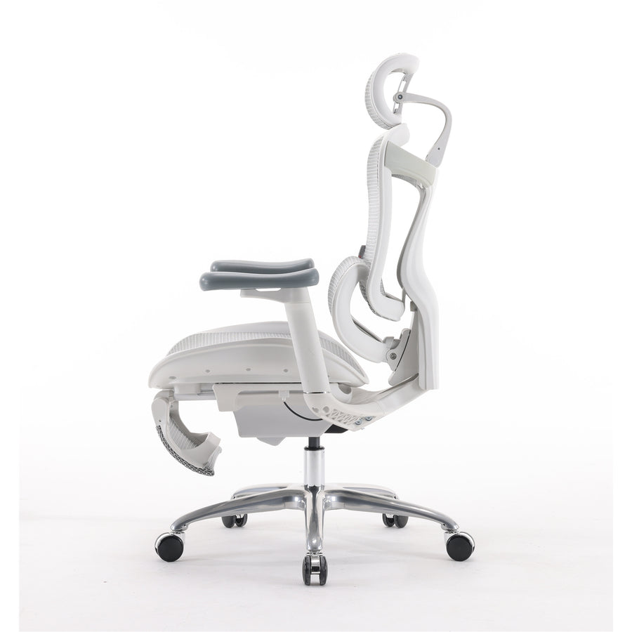 Sihoo Dora C100 White Pro Ergonomic Office Chair With Footrest - 4D Armrest