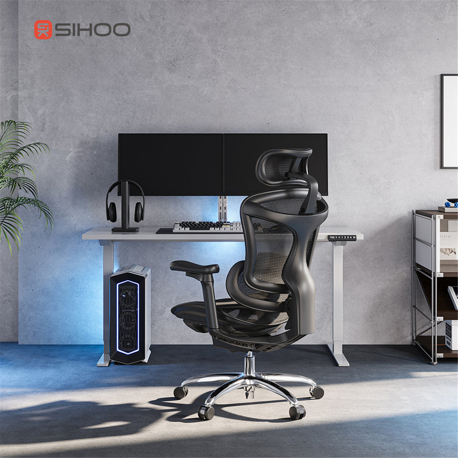 Sihoo Dora C100 Black Pro Ergonomic Office Chair With Footrest - 4D Armrest