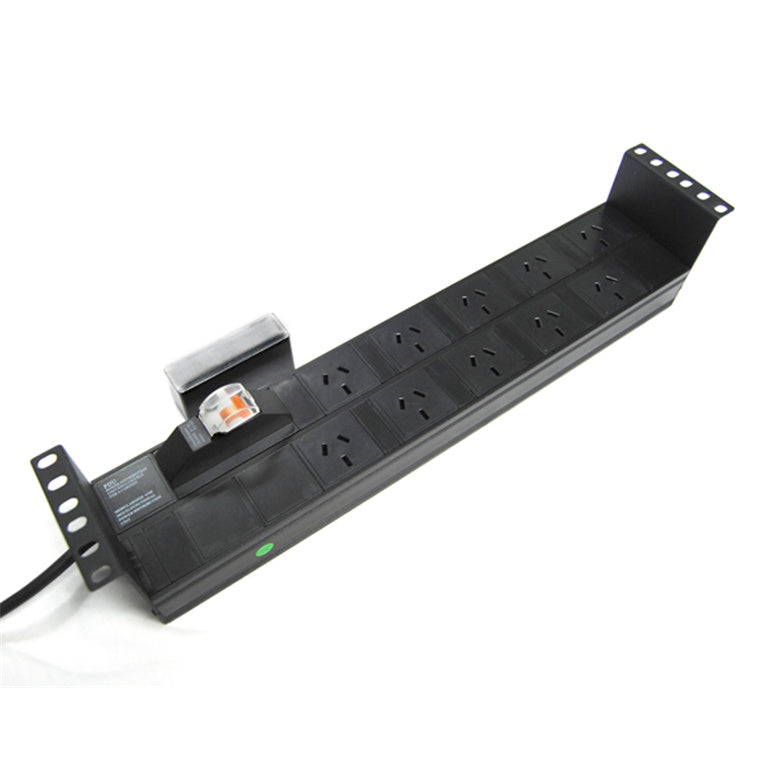 DYNAMIX RPR-10HMCB - 10 Outlet 2RU Horizontal Power Rail (10A) w/ 6kVa C-Curve MCB Circuit Breaker