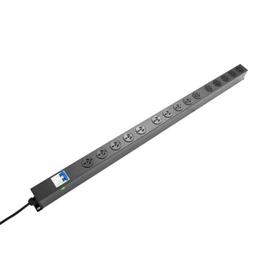 DYNAMIX RPR-15VMCB - 15 Outlet Vertical Power Rail (10A) w/ 6kA C-Curve MCB Circuit Breaker on/off switch