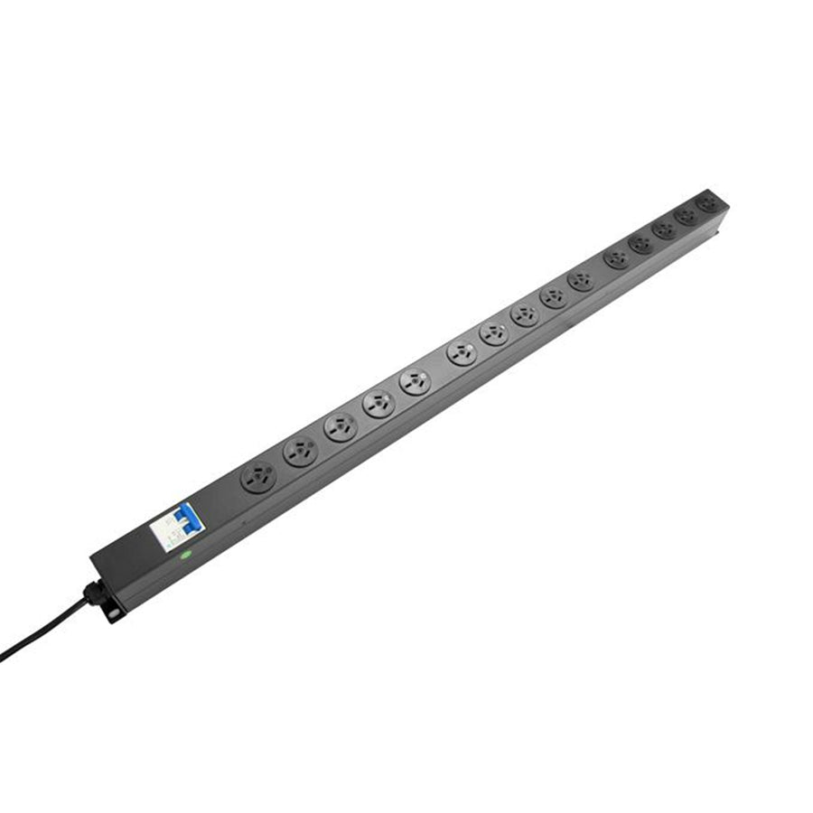DYNAMIX RPR-15VMCB - 15 Outlet Vertical Power Rail (10A) w/ 6kA C-Curve MCB Circuit Breaker on/off switch
