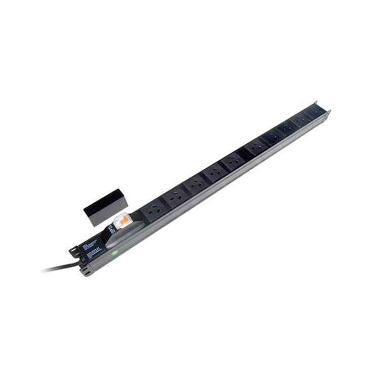 DYNAMIX RPR-10V15MCB - 10 Outlet Vertical Power Rail (10A) w/ 6kVa C-Curve MCB Circuit Breaker on/off switch