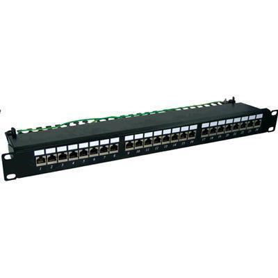 DYNAMIX PP-C6S-24 - 19'' Cat6 24-Port RJ45 1U Shielded Patch Panel. Easy Field Label System & Port