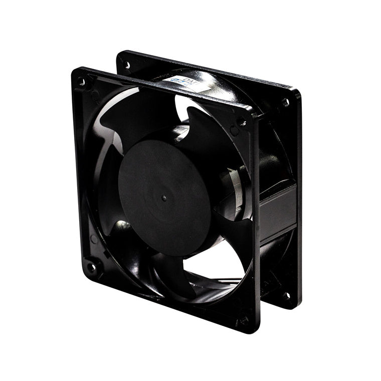 Dynamix RAFAN Additional 230V AC Fan for Cabinets & Racks. Air Flow 50 100CBM/H. Dimensions: 120mm x 120mm x 40mm. Mounting Dimensions: 105mm x 105mm. A. 0.14A