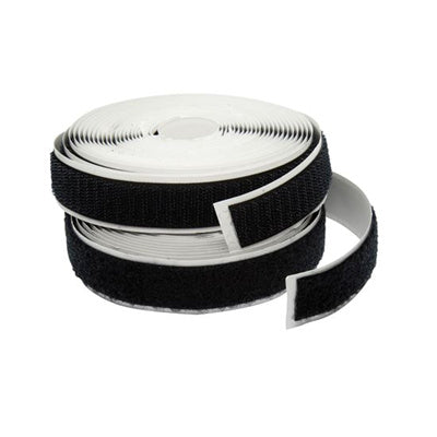 DYNAMIX CABSAV20-5 - Self Adhesive Hook & Loop Strap 5M x 20mm 1x Female & 1x Male Roll in Pack. Black
