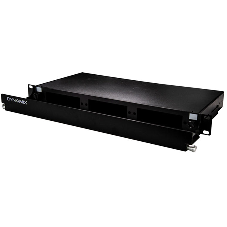 DYNAMIX FPP3PC - 19'' 1U Fibre Patch Panel 3 Slot Metal Sliding Drawer Black Supplied w/ 2x 24 Port