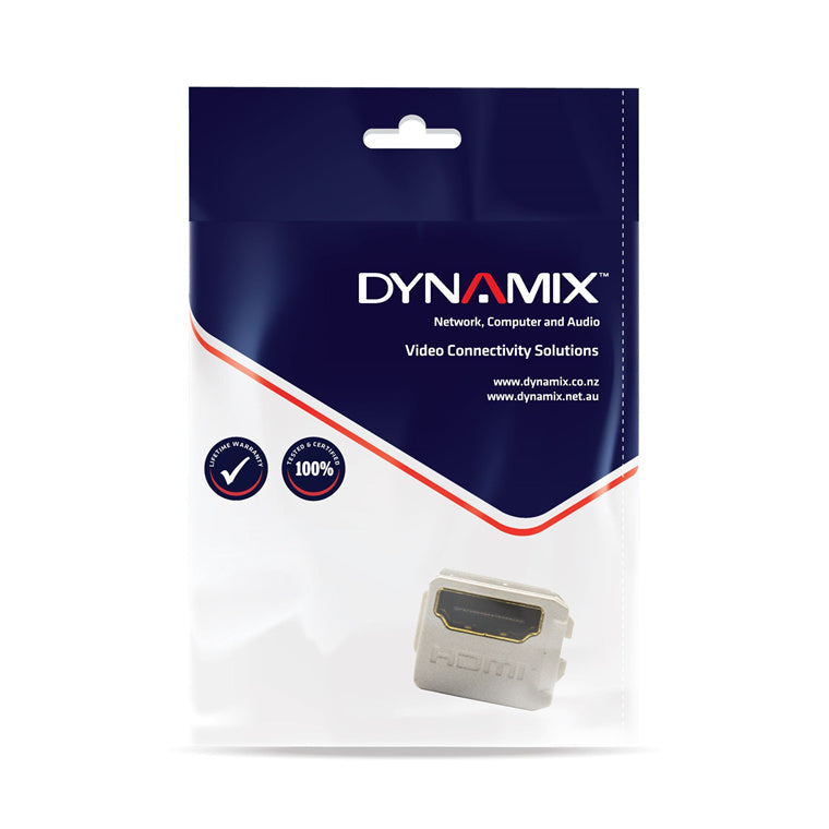 DYNAMIX FP-HDMI20 - HDMI 2.0 Keystone Coupler Length 19.2mm Gold Plated White