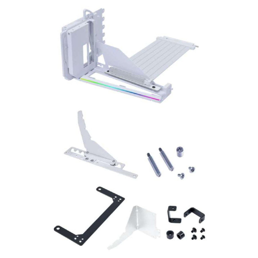 Lian Li White Multi-Direction 4-slot Vertical GPU Bracket With PCIE Gen 5 cable,  ARGB lighting