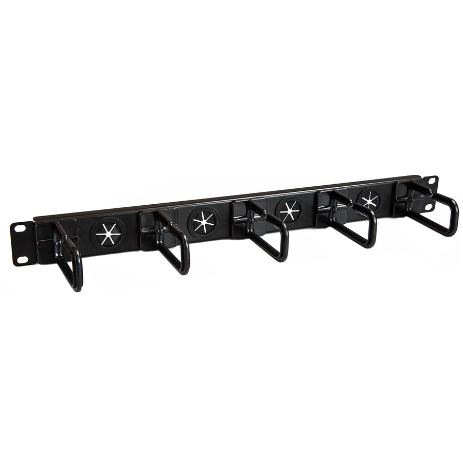 StarTech.com CABLMANAGERH 1U 19" Cable Management Organizer - D Ring Hook Network/Server Rack Cord Manager - Data Center Horizontal Wire Panel with Passthrough Holes w/Mounting HW - EIA/ECA-310-E