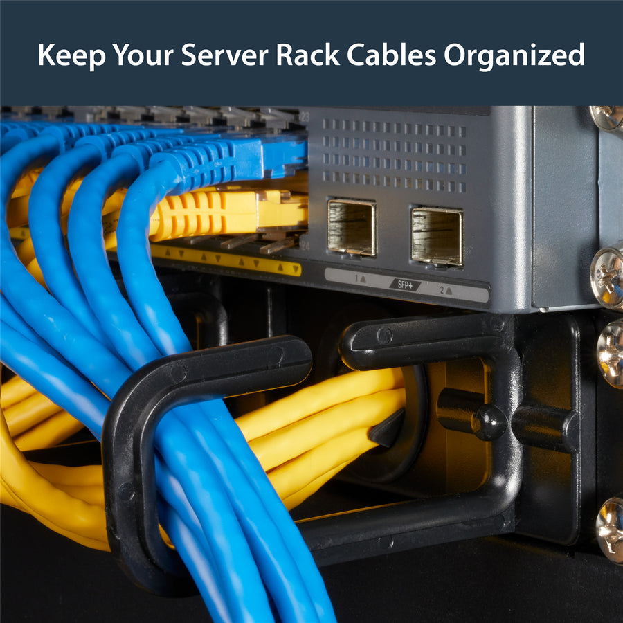 StarTech.com CABLMANAGERH 1U 19" Cable Management Organizer - D Ring Hook Network/Server Rack Cord Manager - Data Center Horizontal Wire Panel with Passthrough Holes w/Mounting HW - EIA/ECA-310-E
