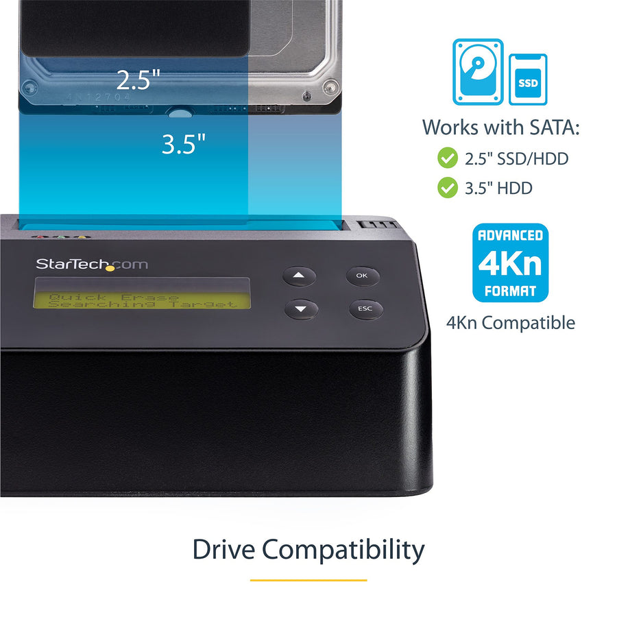 StarTech.com  SDOCK1EU3P2  Hard Drive Eraser & Dock for 2.5" / 3.5" SATA SSD/HDD
