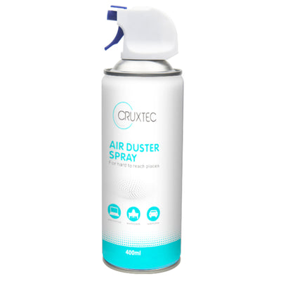 Cruxtec ADS01 Clean Range Compressed Air Duster 400ml Spray Can with Nozzle Dust-off Compressed air safely and quickly blow dust, dirt and debris from even the hard to reach places