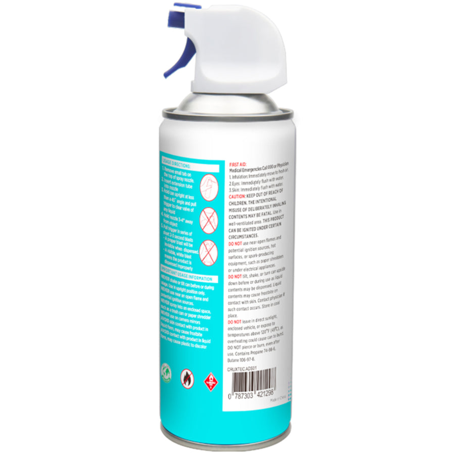 Cruxtec ADS01 Clean Range Compressed Air Duster 400ml Spray Can with Nozzle Dust-off Compressed air safely and quickly blow dust, dirt and debris from even the hard to reach places