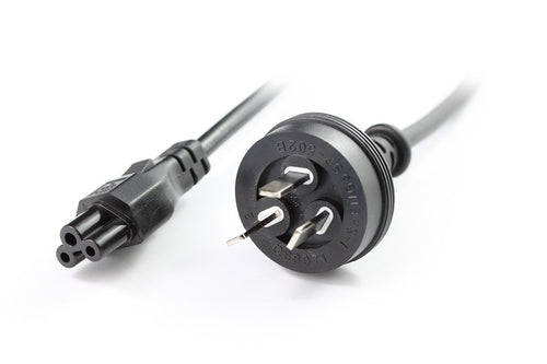 RackPower CM0NL030 - 10A 3 pin plug to C5 IEC clover socket on 0.3m 0.75mm2 Black lead