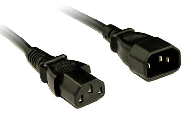 RackPower CM1CC1500 - 10A C14 IEC plug to 10A C13 IEC socket on 15m 1mm2 Black lead