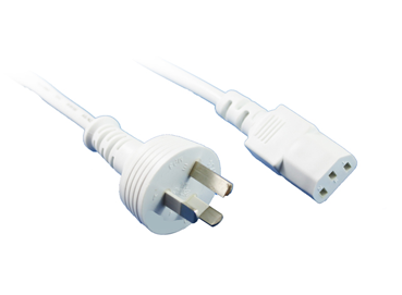 RackPower CM1NC150W - 10A 3 pin plug to 10A C13 IEC socket on 1.5m 1mm2 White lead