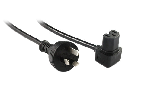 RackPower CM1NH100-SB - 10A 3 pin plug to 10A C15 IEC High Temp 120deg bottom entry socket on 1m 1mm2 Black rubber lead