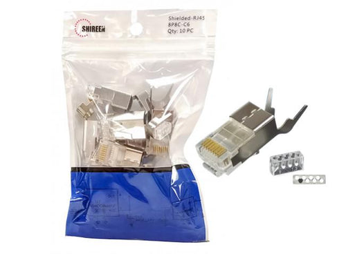 Shireen CON-RJ45-C6-10 - SmartFeed CAT6 Shielded RJ45 Connectors (Pack of 10) - CON-RJ45-C6-10