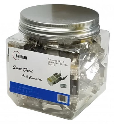 Shireen SmartFeed CAT6 Shielded RJ45 Connectors (Pack of 100) - CON-RJ45-C6-100