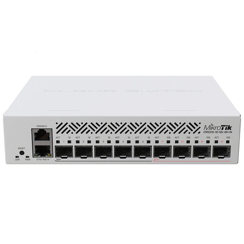 MikroTik CRS310-1G-5S-4S+IN - CRS310-1G-5S-4S+IN Multi-Gigabit SOHO Router with 5 x 1G SFP ports, 4 x 10G SFP+ ports and 1 x Gigabit Ethernet