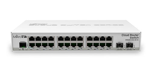 MikroTik CRS326-24G-2S+IN - Cloud Router Switch 326-24G-2S+IN 800 MHz CPU, 512MB RAM, 24xGigabit LAN, 2xSFP+ cage,  RouterOS L5 or SwitchOS (dual boot), PSU